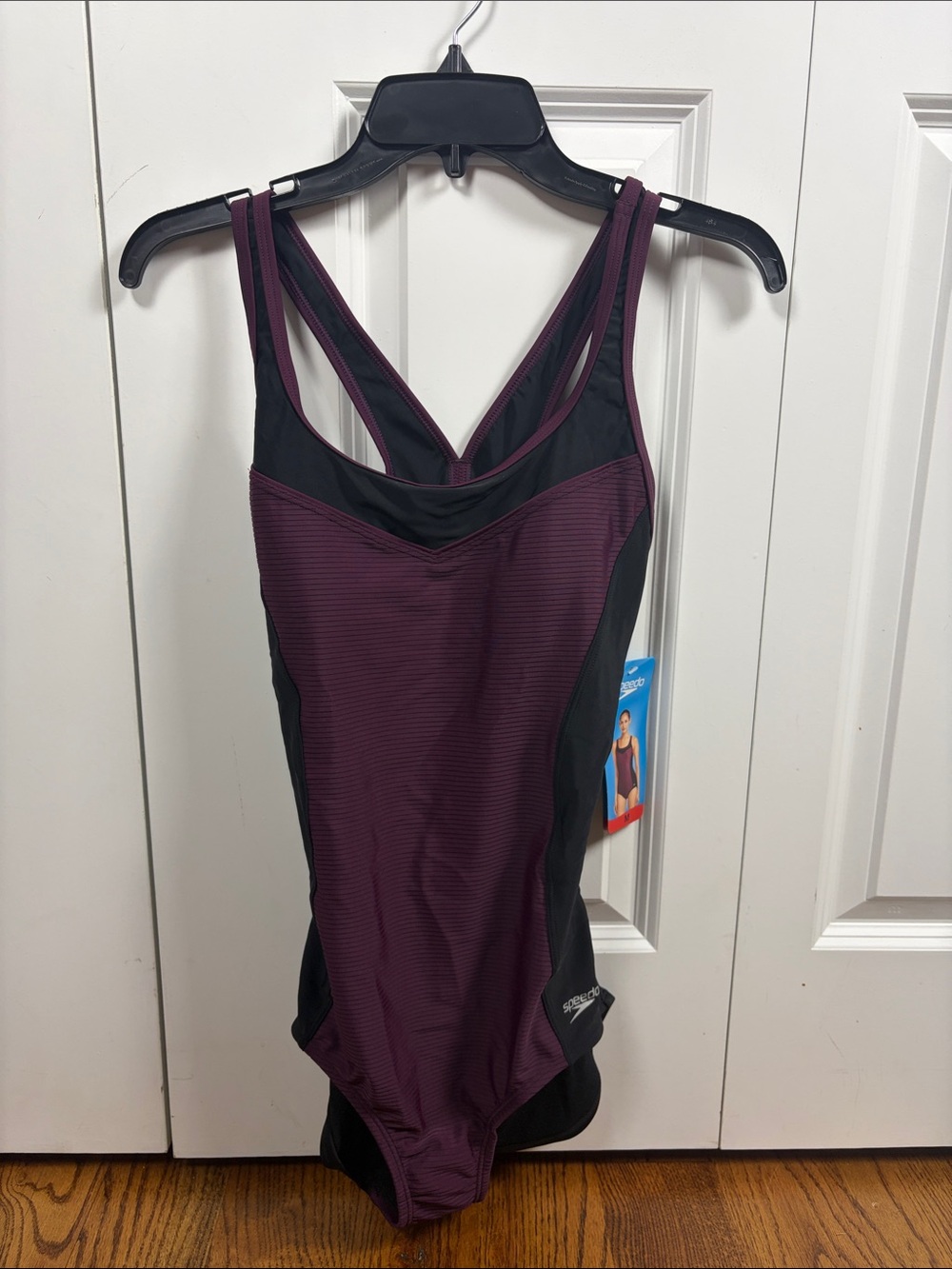 Speedo Plum and Black Strappy Performance One-Piece Size Medium New